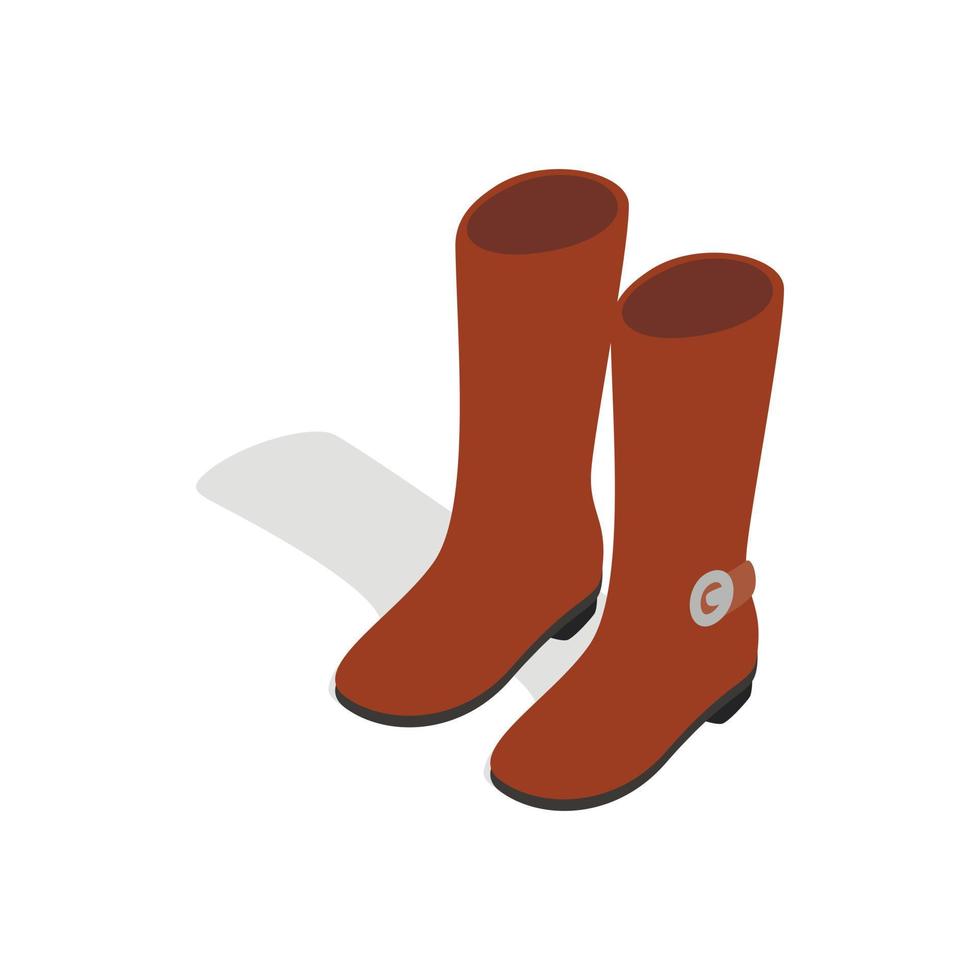 Female brown fashion boots icon isometric 3d style vector