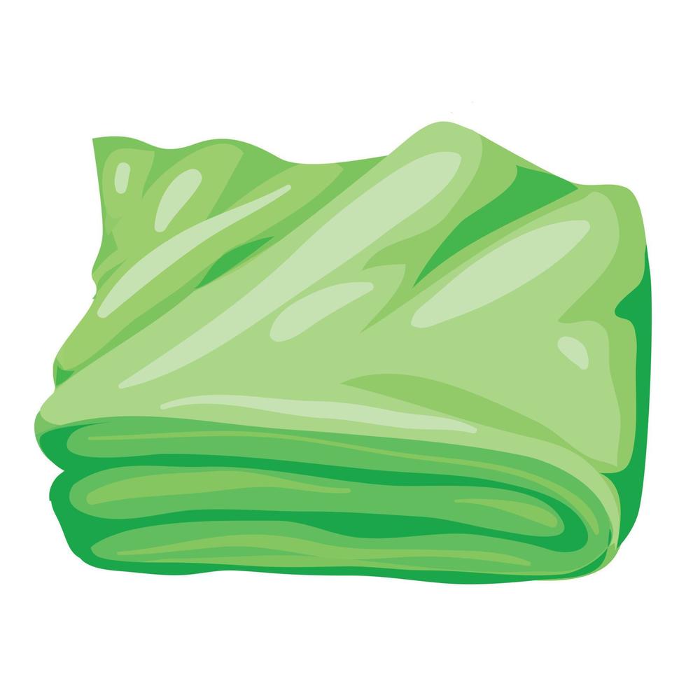 Green bath towel icon, cartoon style vector