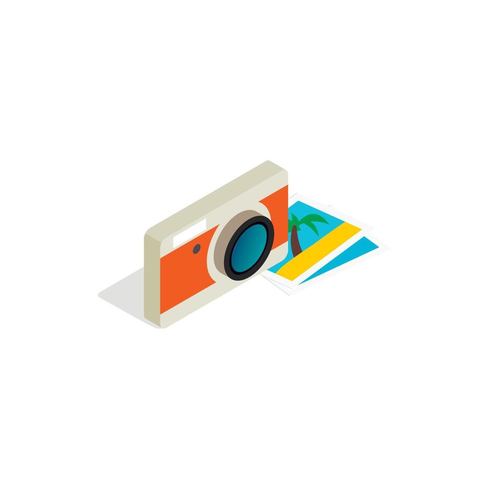 Camera and photos icon, isometric 3d style vector