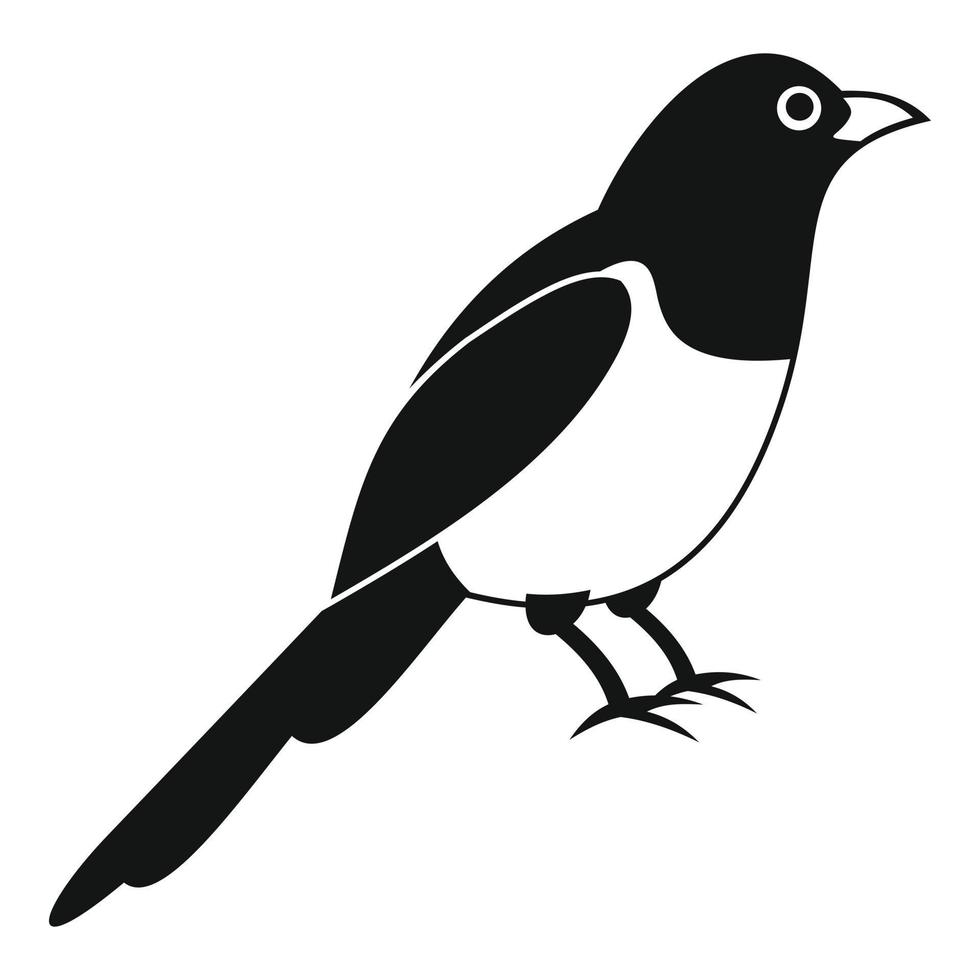 icono de pájaro urraca, estilo simple vector