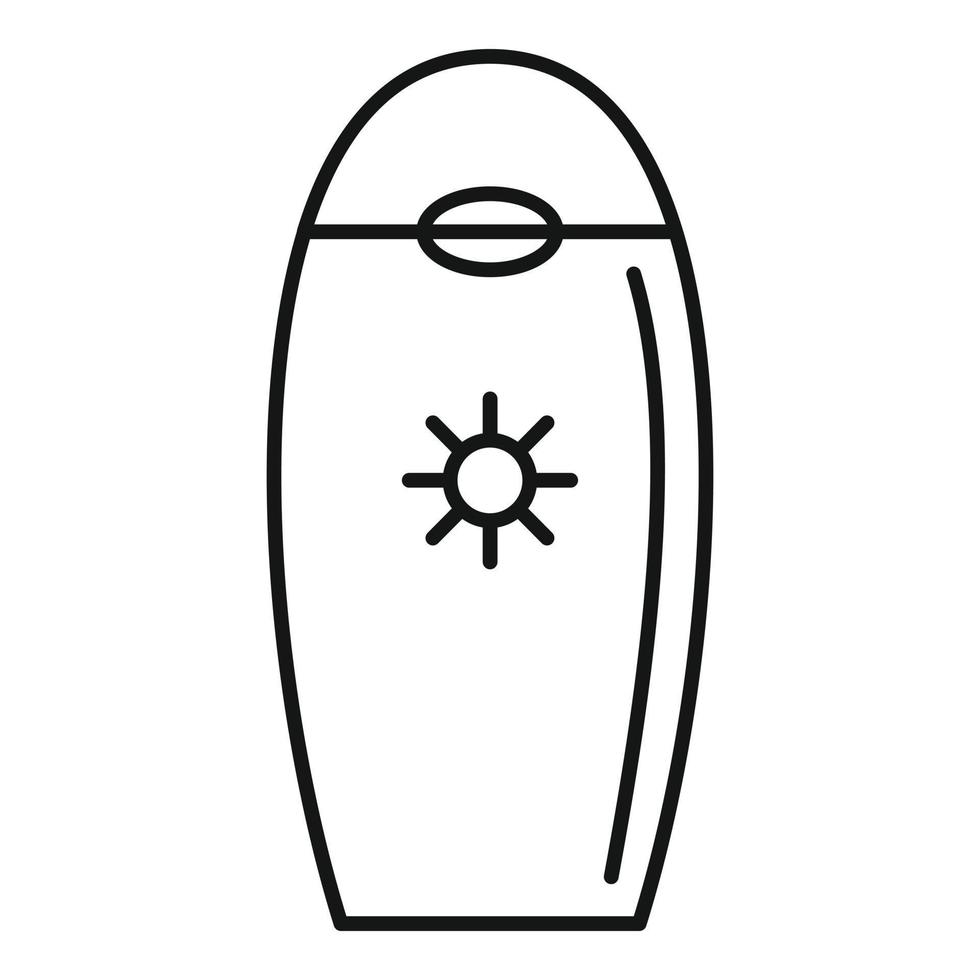 Sun protection bottle icon, outline style vector