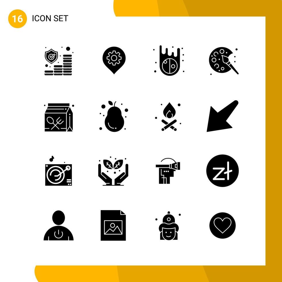 16 conjunto de iconos de estilo sólido paquete de iconos símbolos de glifo aislados en fondo blanco para el diseño de sitios web receptivos fondo de vector de icono negro creativo