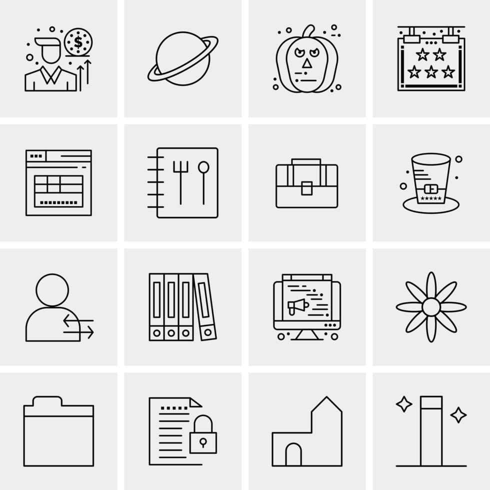 16 iconos de negocios universales vector ilustración de icono creativo para usar en proyectos relacionados con la web y dispositivos móviles