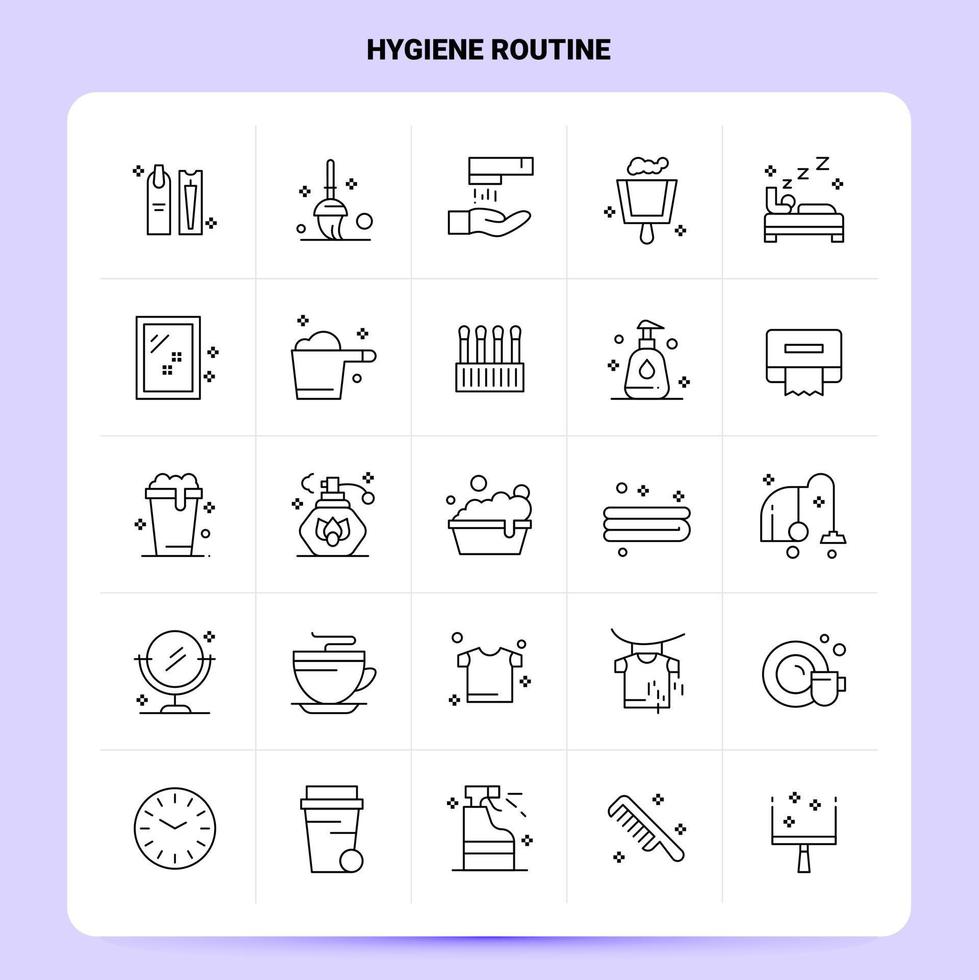 OutLine 25 Hygiene Routine Icon set Vector Line Style Design Black Icons Set Linear pictogram pack Web and Mobile Business ideas design Vector Illustration