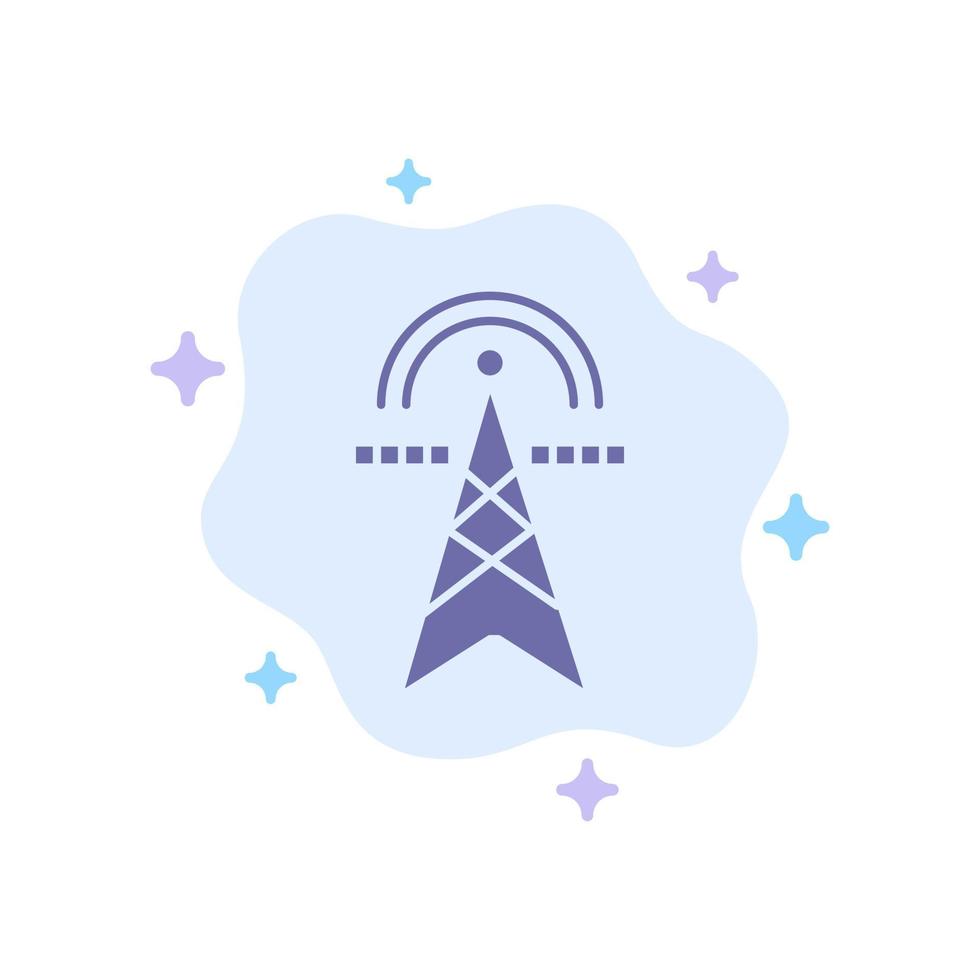 Electric Tower Electricity Power Tower Computing Blue Icon on Abstract Cloud Background vector
