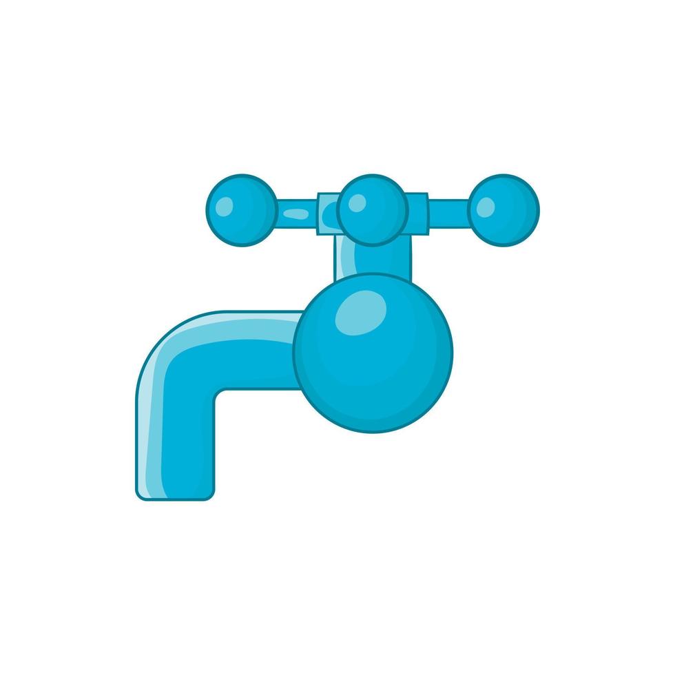 Water tap with knob icon, cartoon style vector