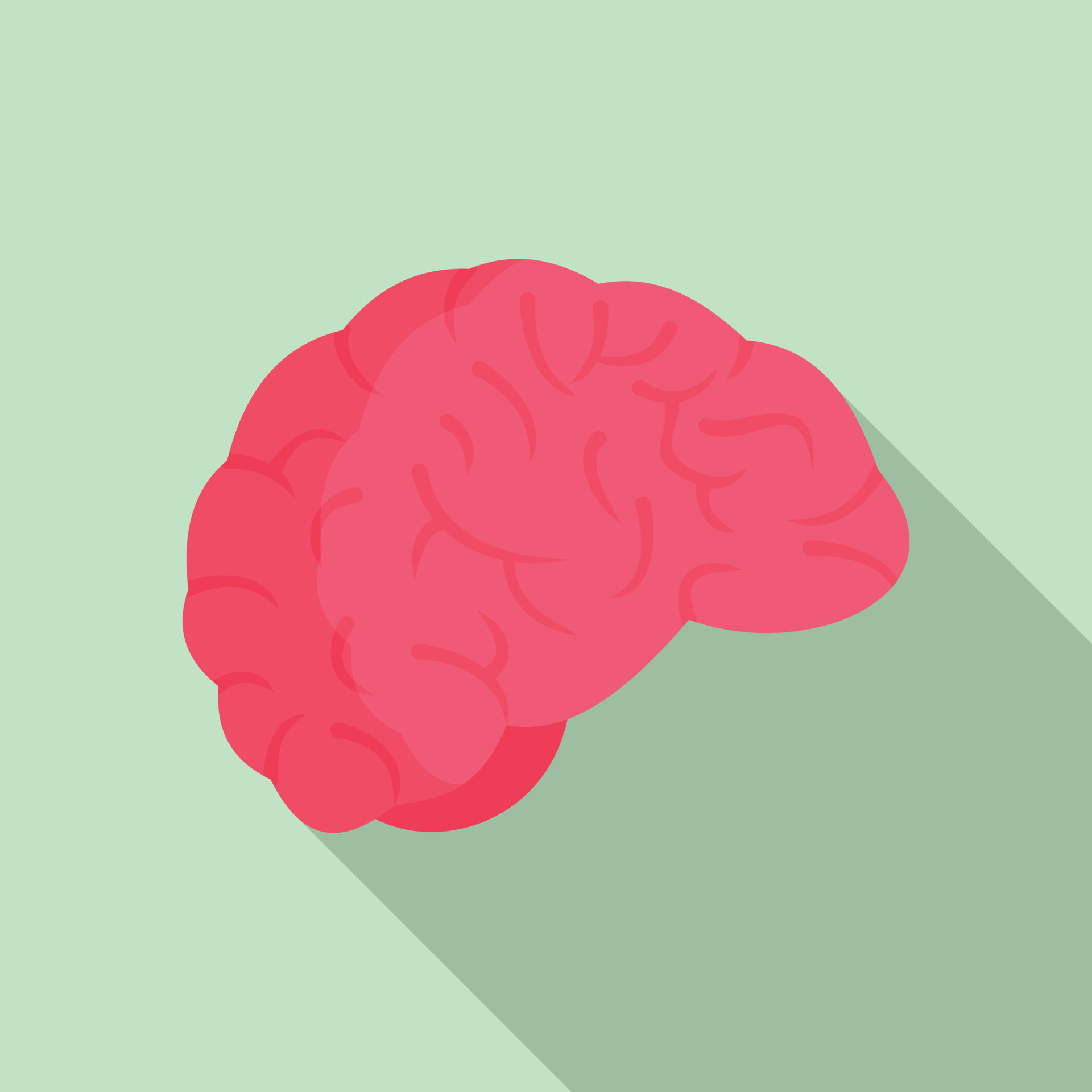 Thinking brain icon, flat style 14427283 Vector Art at Vecteezy