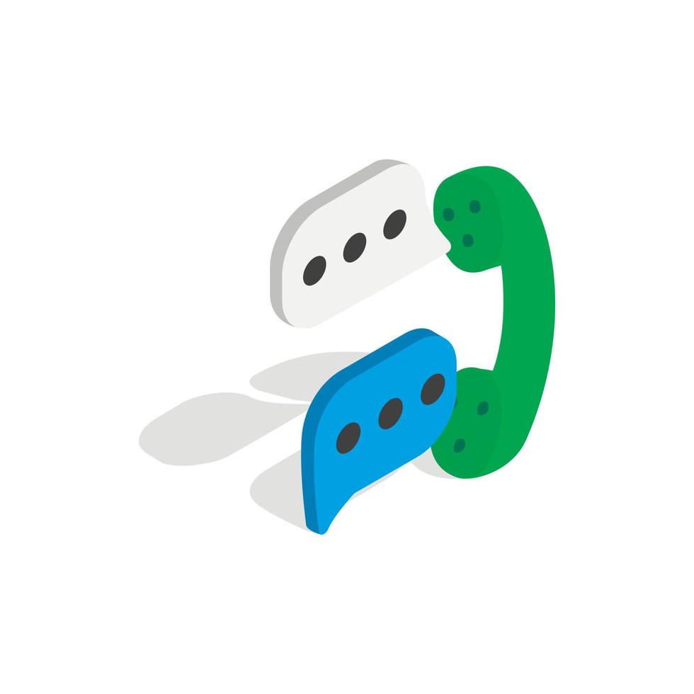 Talking on phone icon, isometric 3d style vector