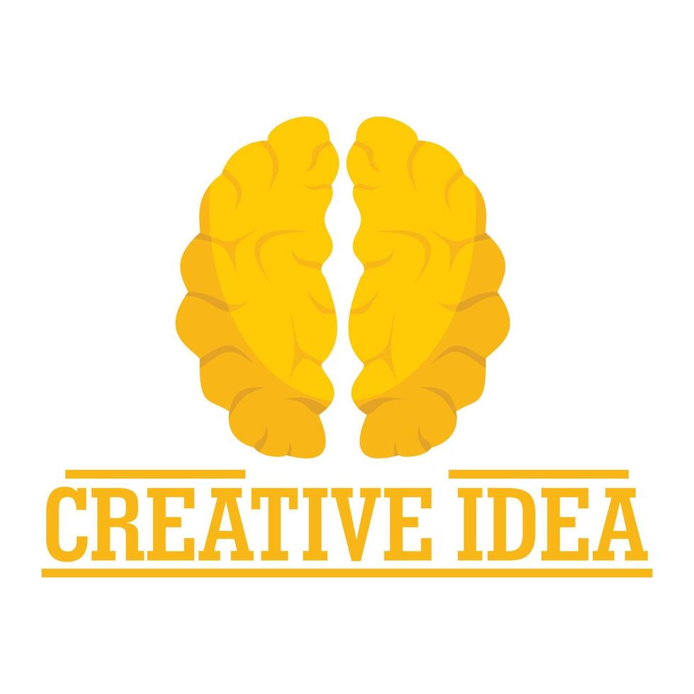 Creative idea brain logo, flat style vector