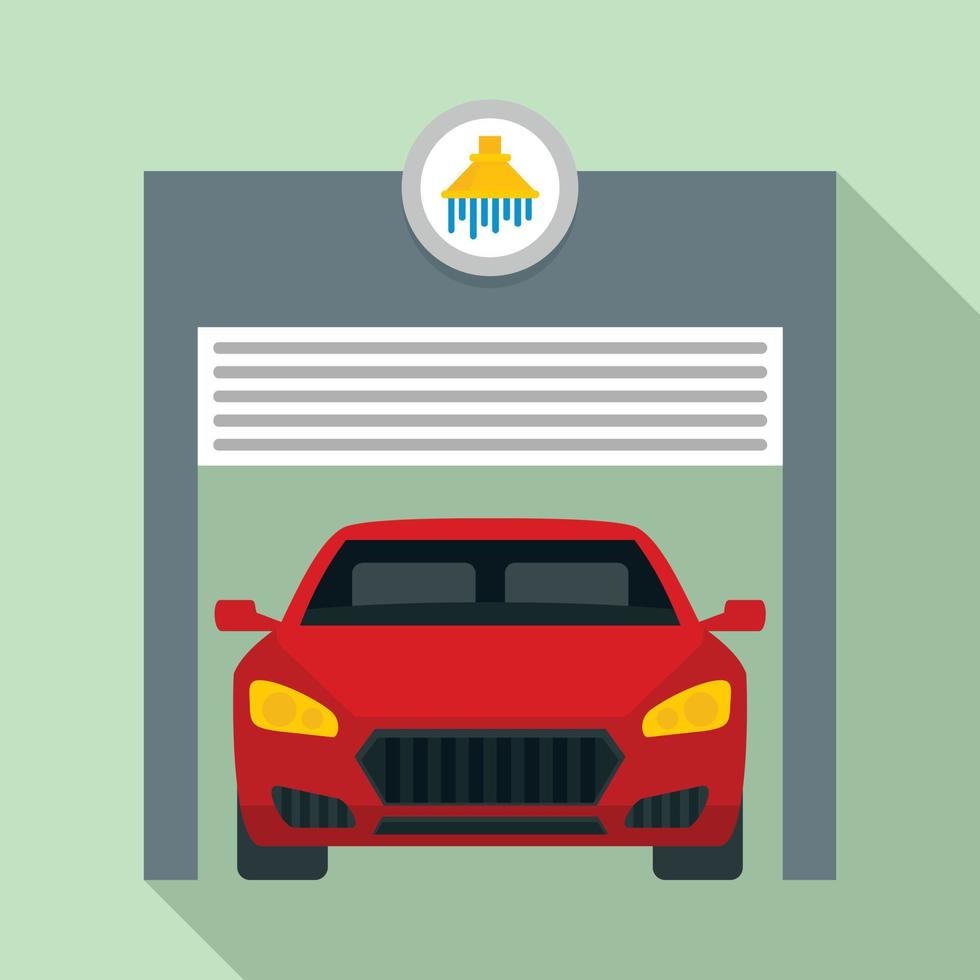 Car wash garage icon, flat style vector