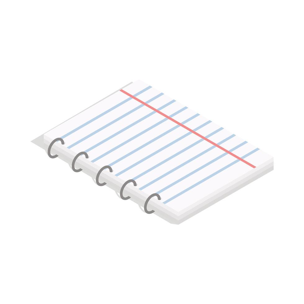 Notepad icon, isometric 3d style vector