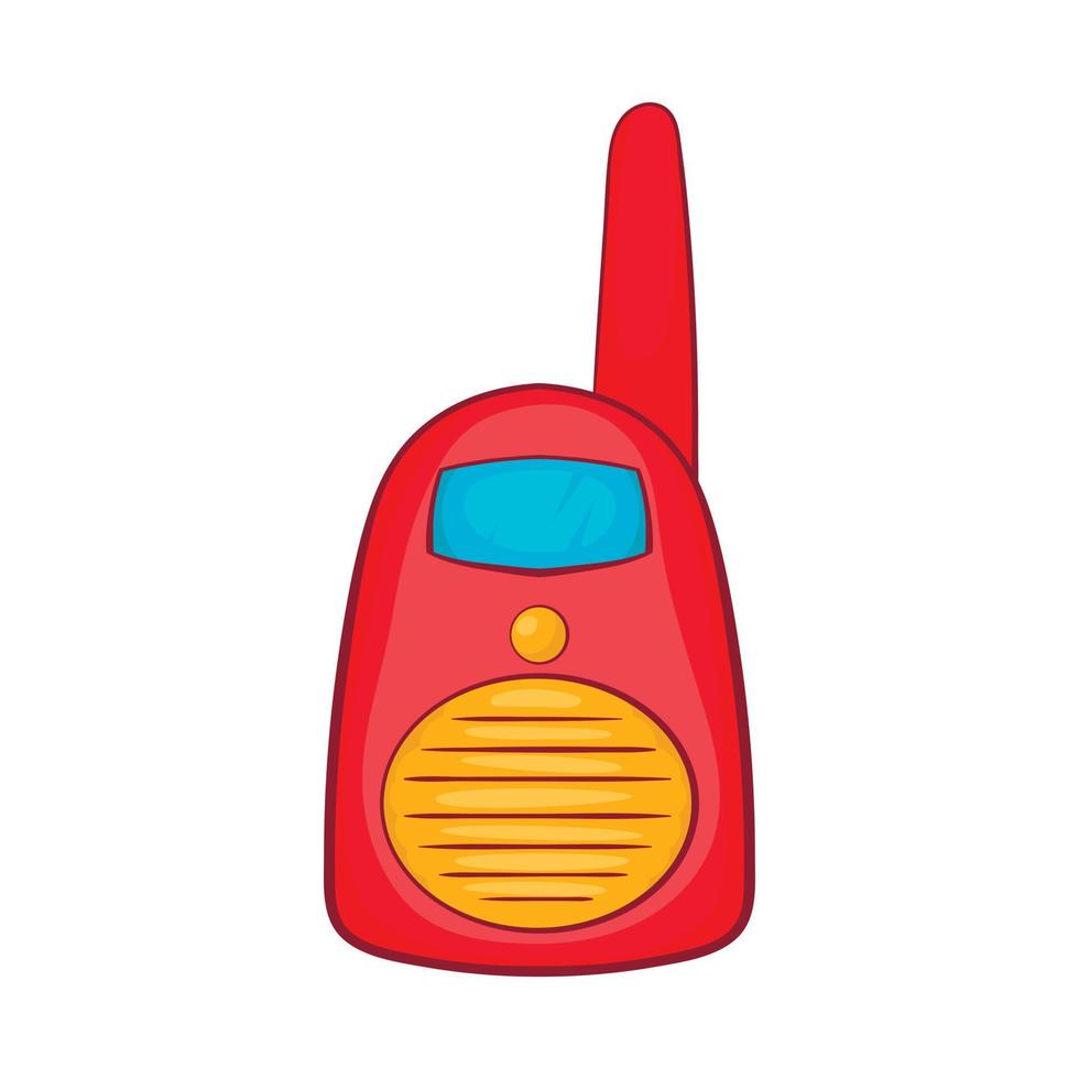 Red portable handheld radio icon, cartoon style vector