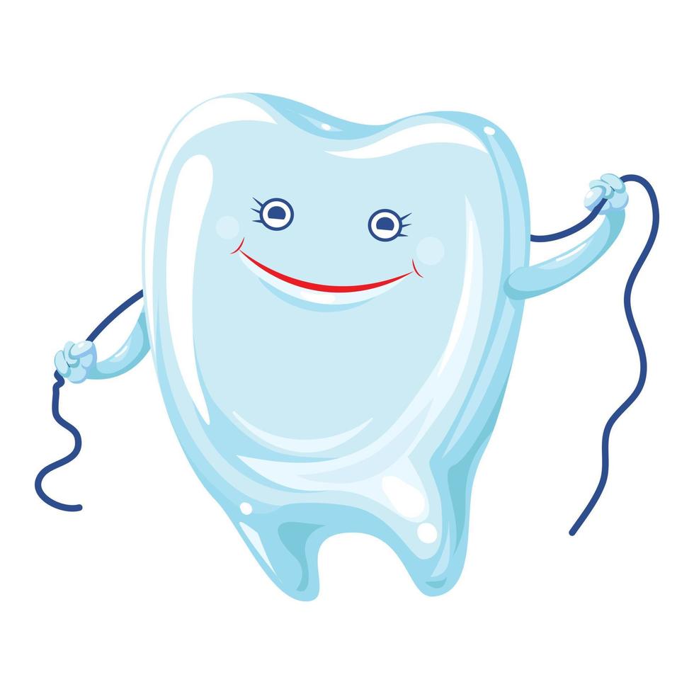 Tooth floss icon, cartoon style vector