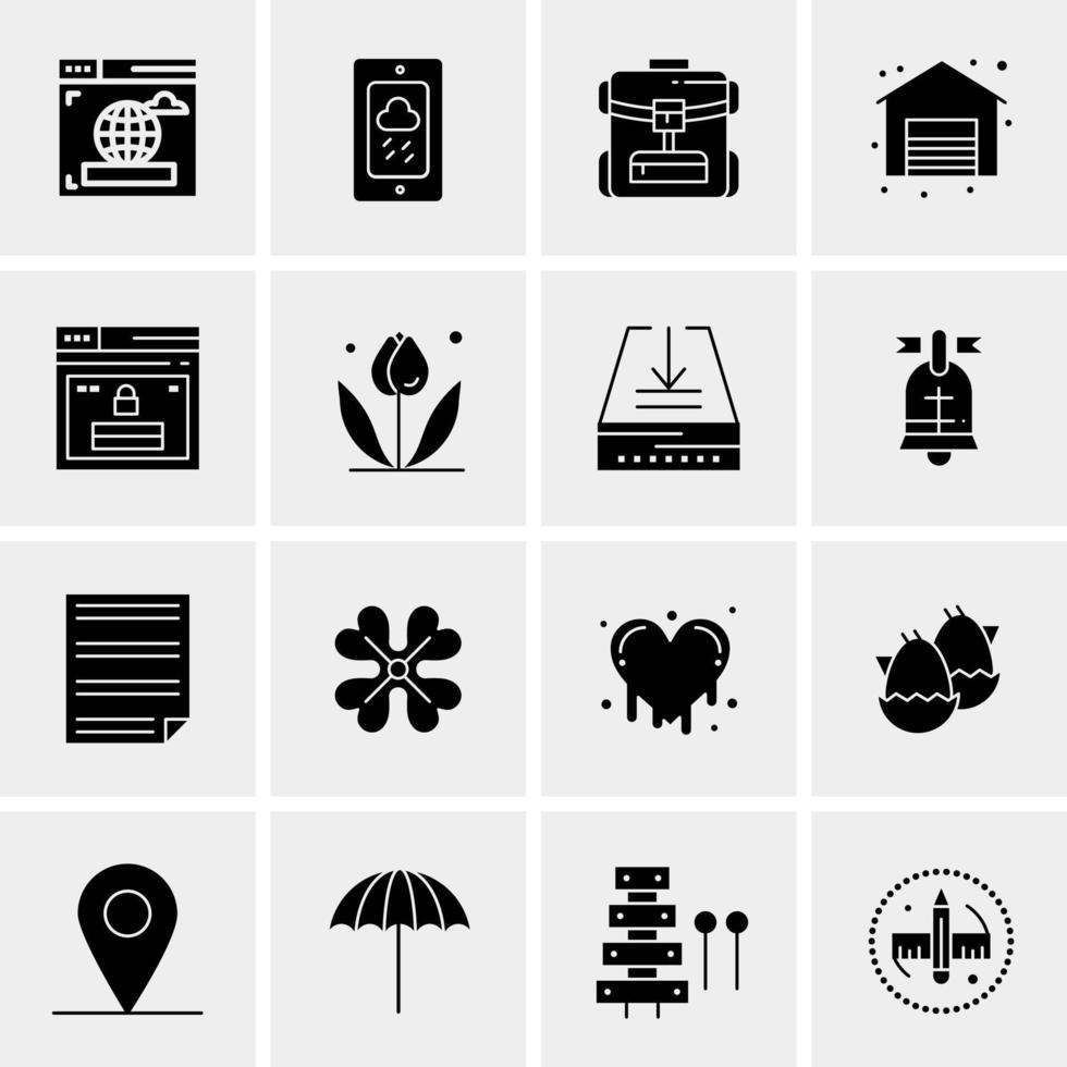 16 iconos de negocios universales vector ilustración de icono creativo para usar en proyectos relacionados con la web y dispositivos móviles