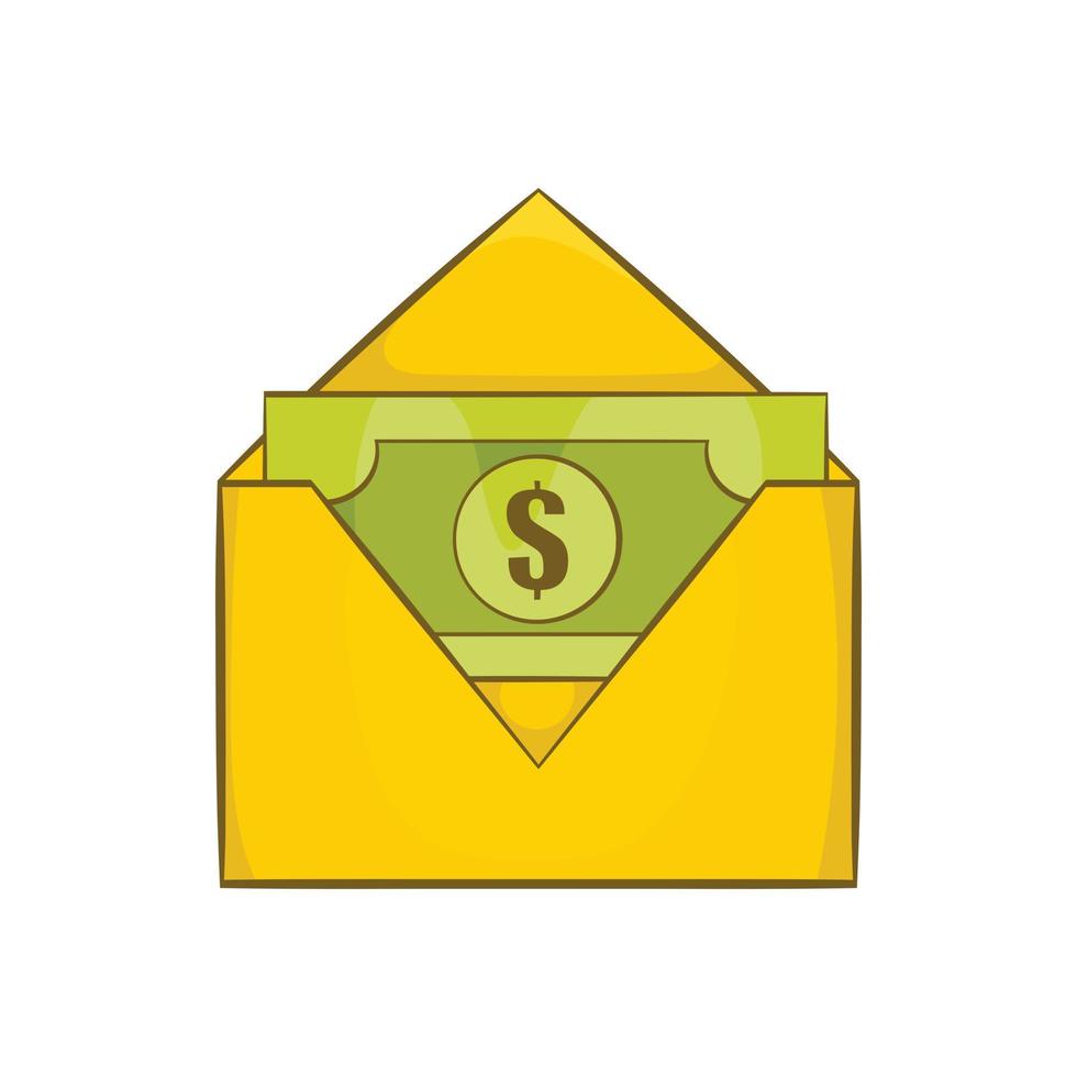 Dollar bills in yellow paper envelope icon vector