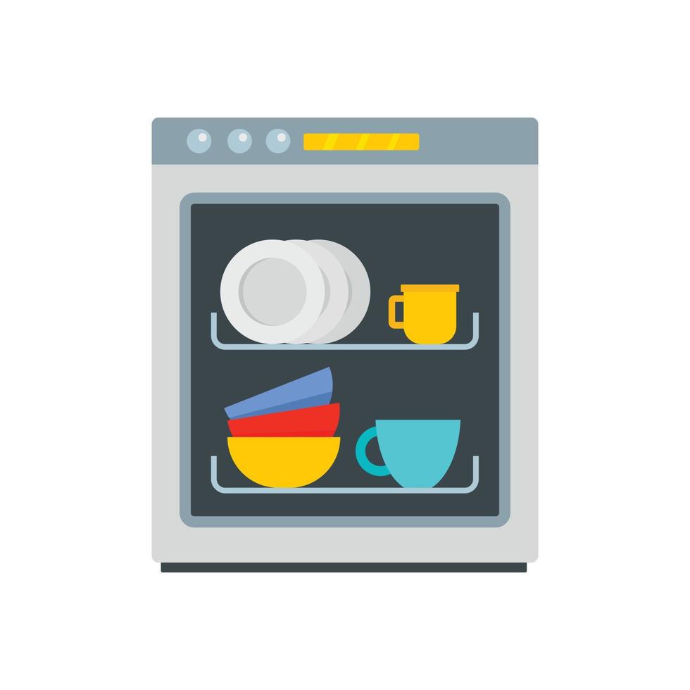 Dishwasher icon, flat style vector