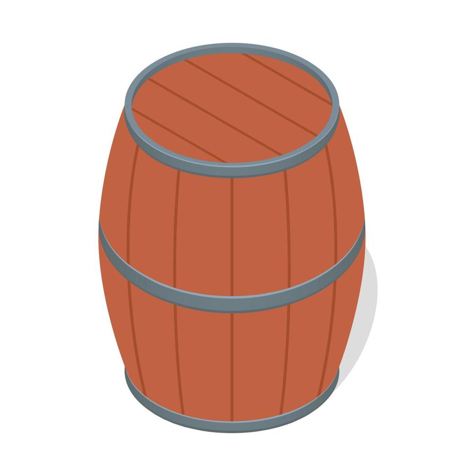 Wood barrel of beer icon, isometric style vector