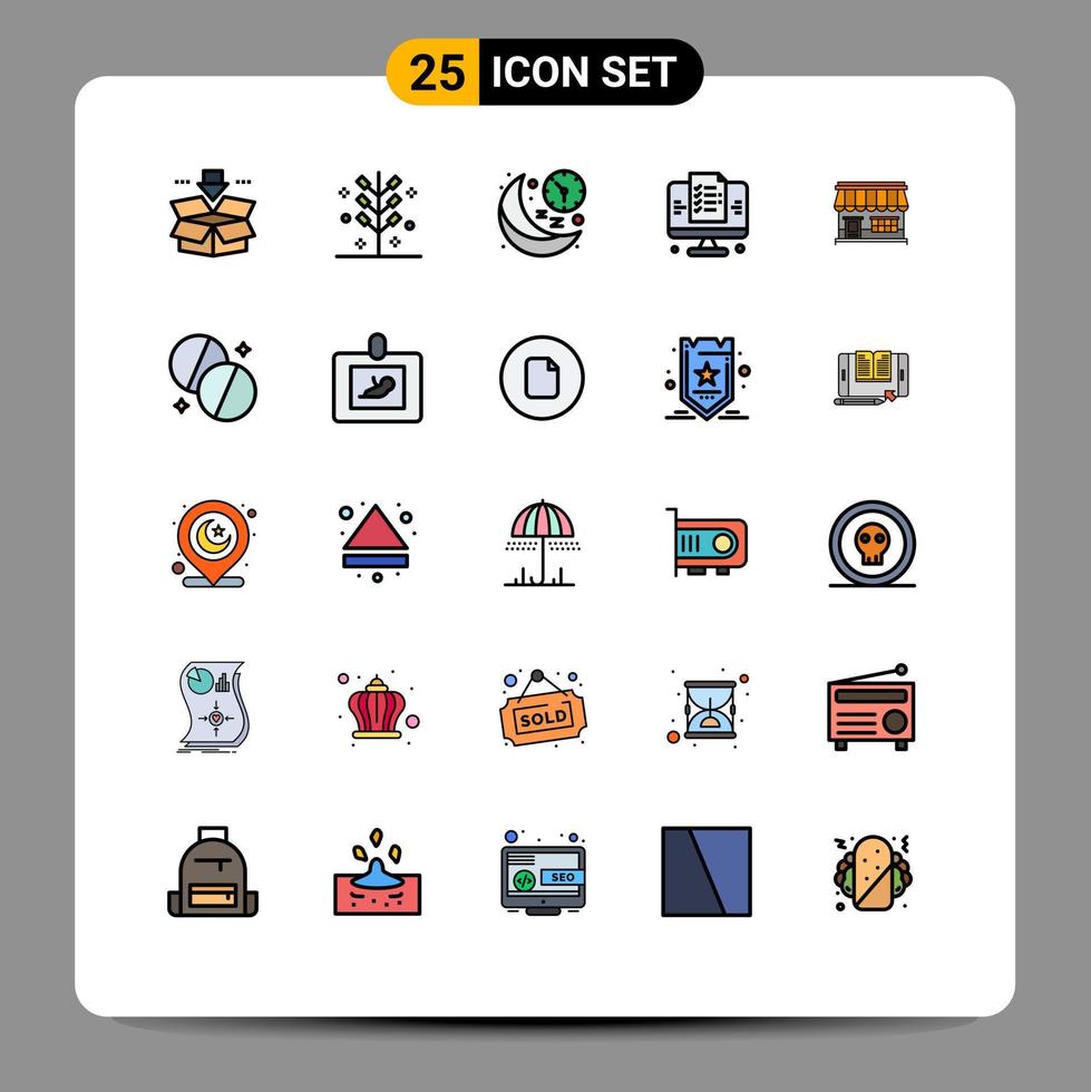 Stock Vector Icon Pack of 25 Line Signs and Symbols for website page holiday development night Editable Vector Design Elements