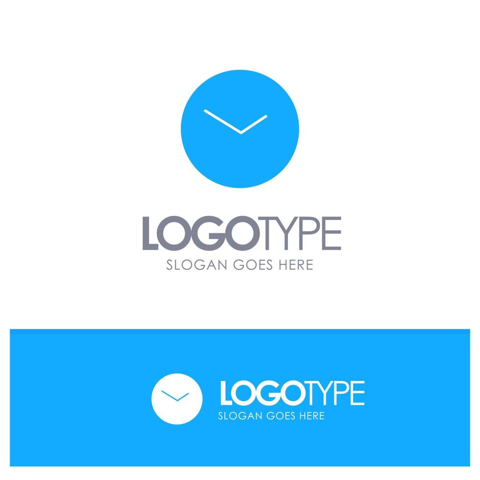 reloj de tiempo básico logotipo azul sólido con lugar para el eslogan vector