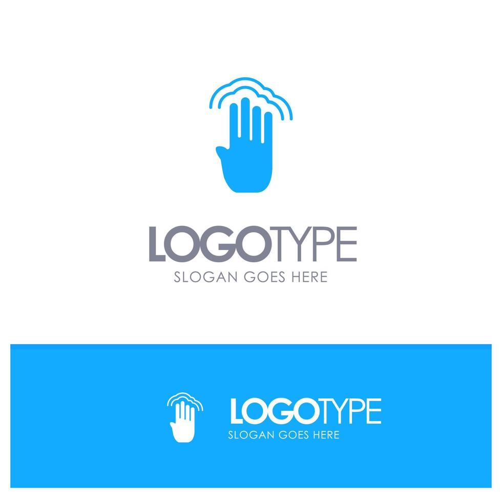 Fingers Four Gestures Interface Multiple Tap Blue Solid Logo with place for tagline vector