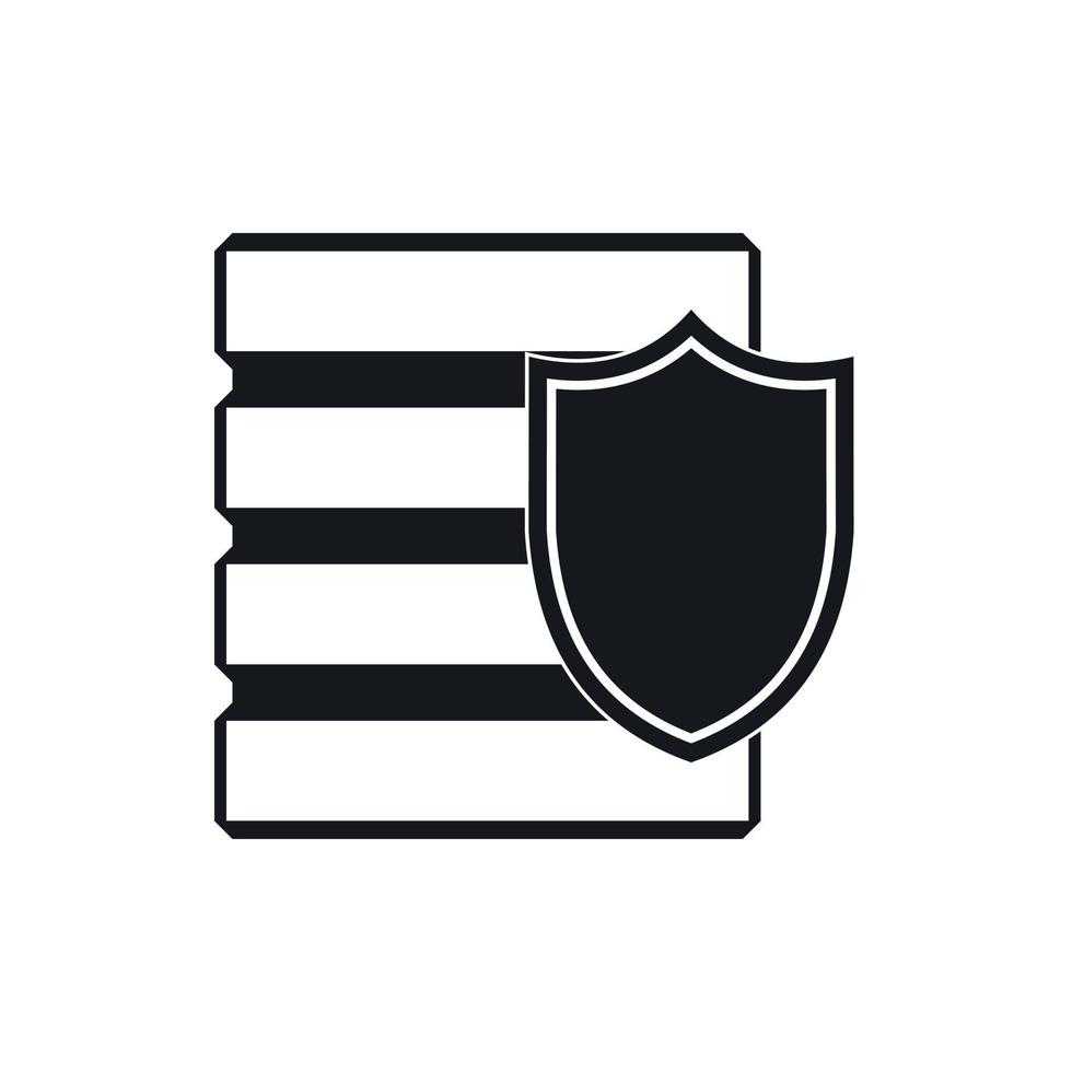 Database with shield icon, simple style vector