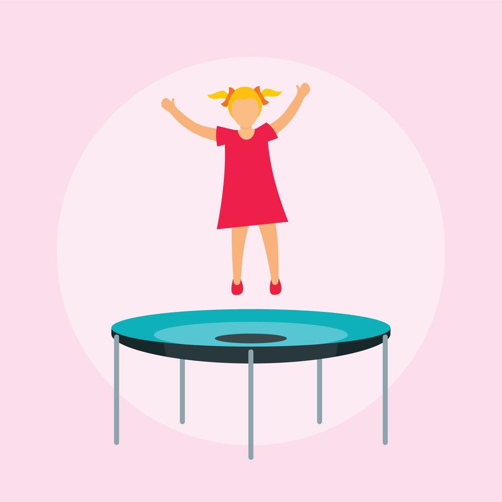 chica en el fondo del trampolín, estilo plano vector