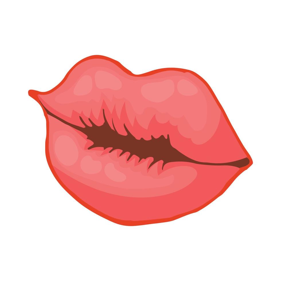 Red lips icon in cartoon style vector