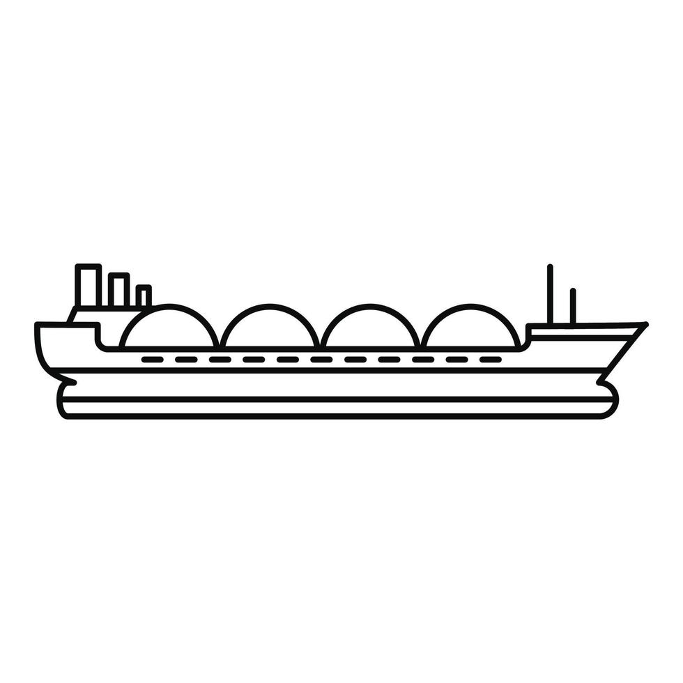 Petrol tanker ship icon, outline style vector