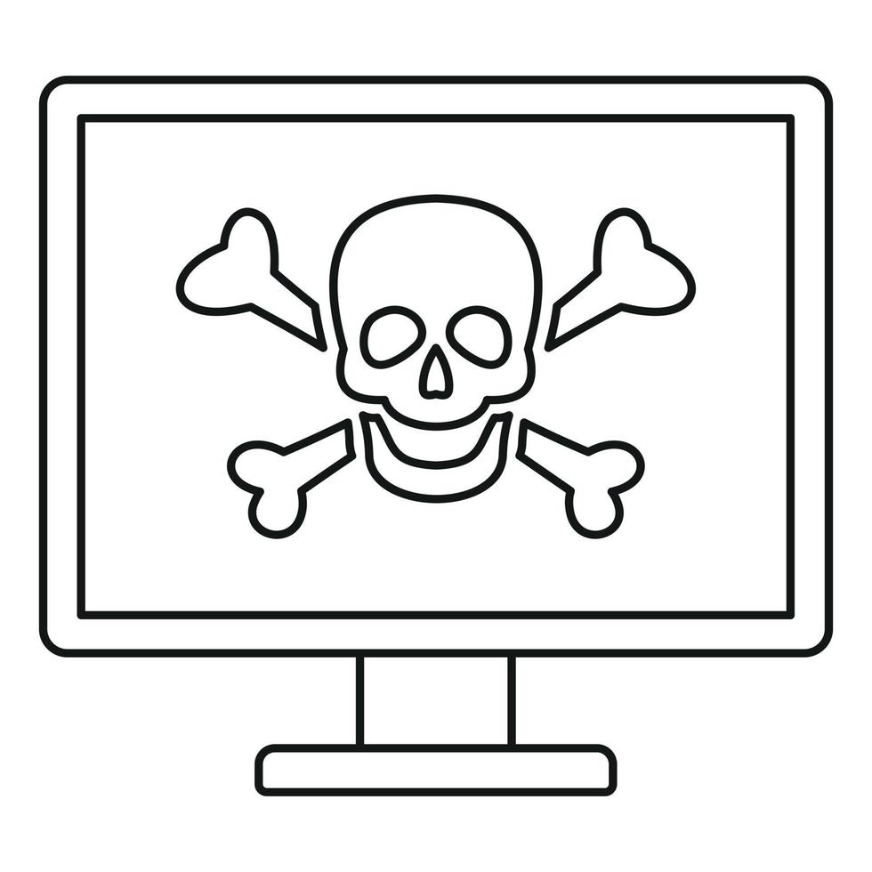 Computer virus attack icon, outline style vector