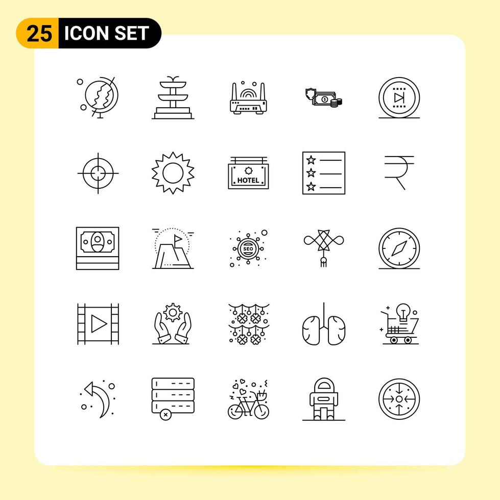 Line Pack of 25 Universal Symbols of office payment technology money finance Editable Vector Design Elements