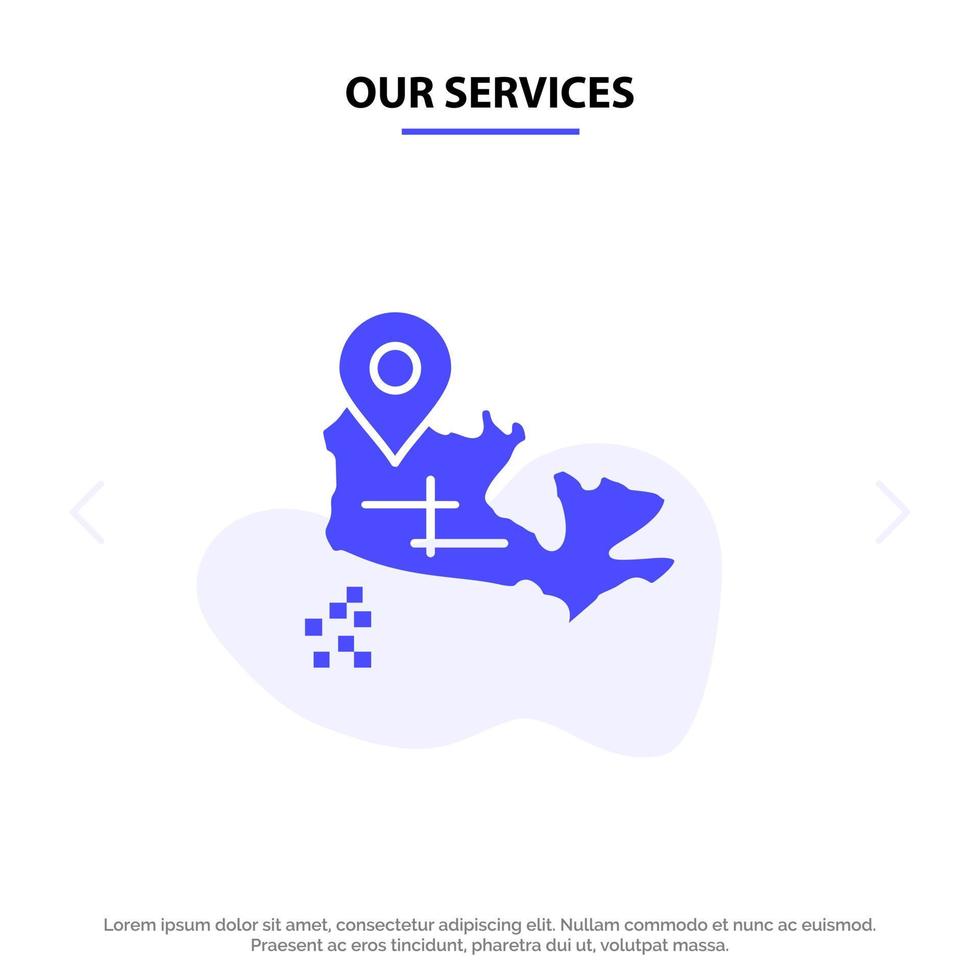 Our Services Canada Map Location Solid Glyph Icon Web card Template vector