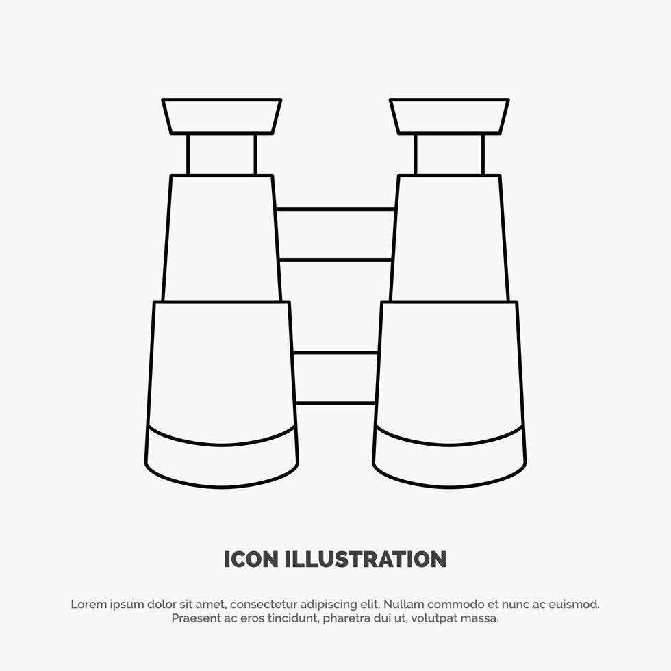 Binoculars Search Watch Line Icon Vector