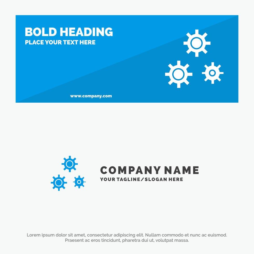 Configuration Gears Preferences Service SOlid Icon Website Banner and Business Logo Template vector