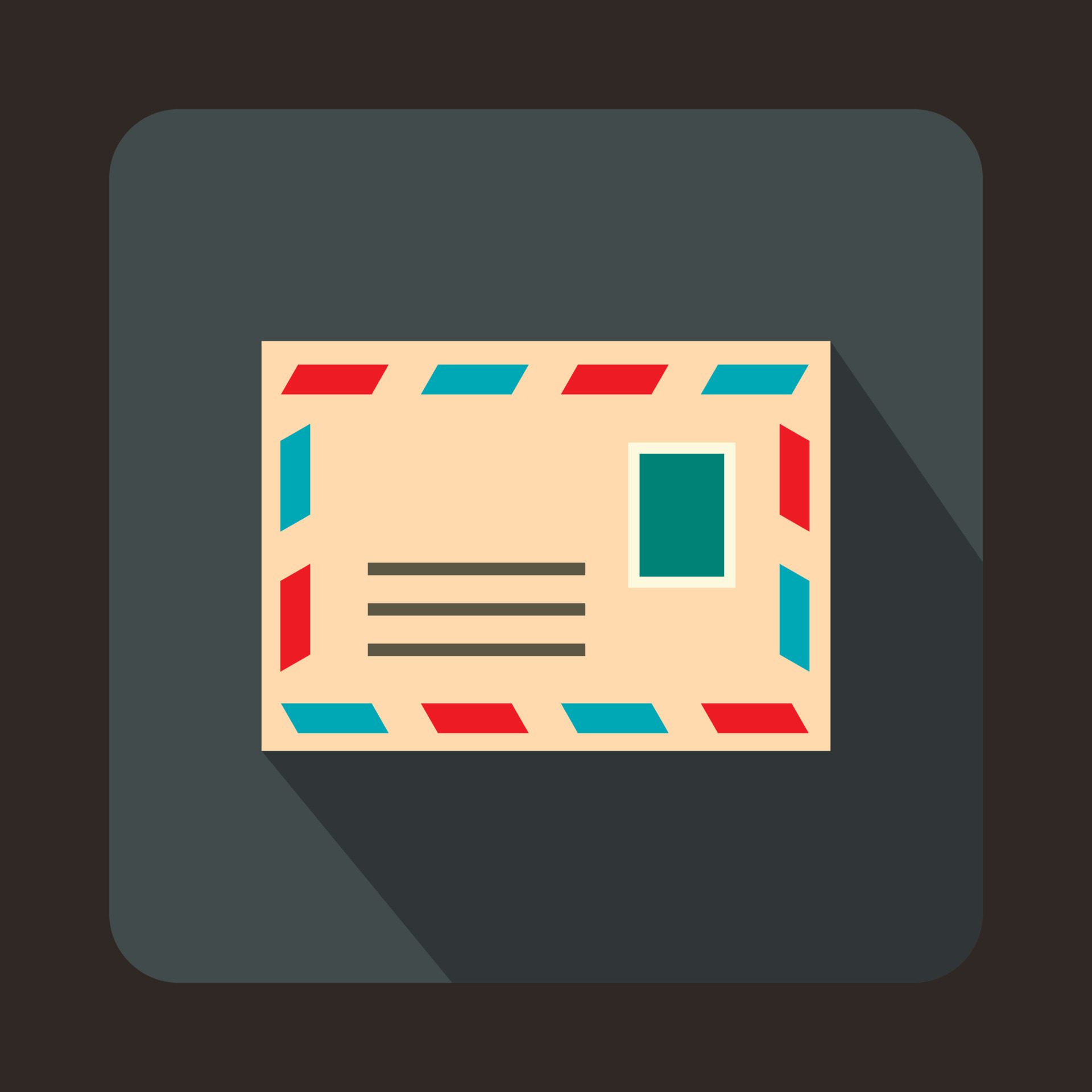 Postage envelope with stamp icon, flat style 14427843 Vector Art at Vecteezy