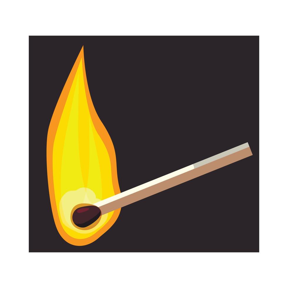 Burning match icon, cartoon style vector