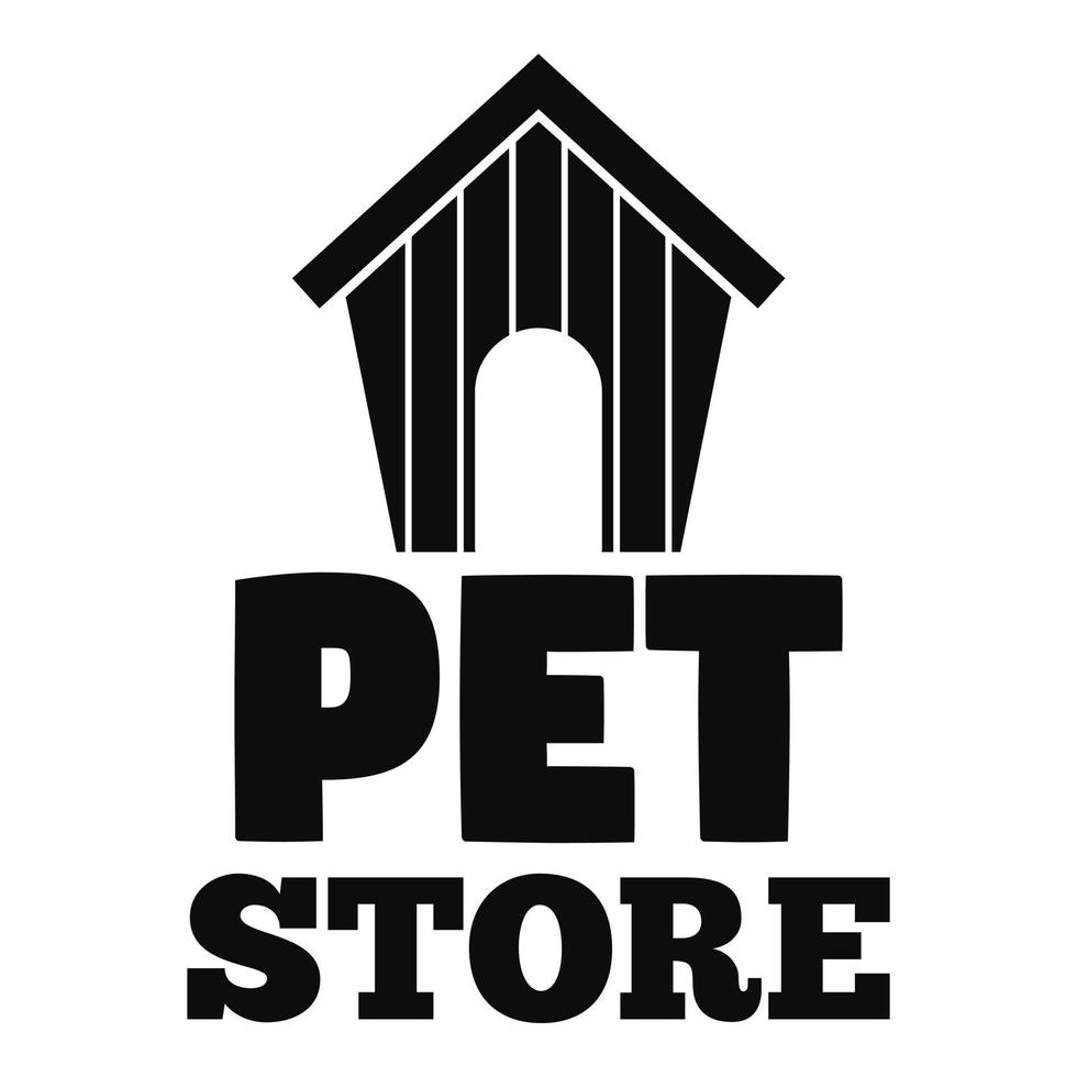 Pet store dog house logo, simple style vector