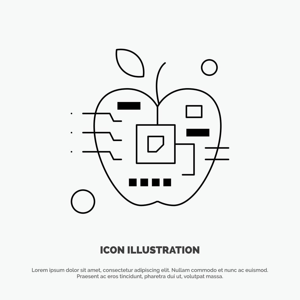 Apple Artificial Biology Digital Electronic Line Icon Vector