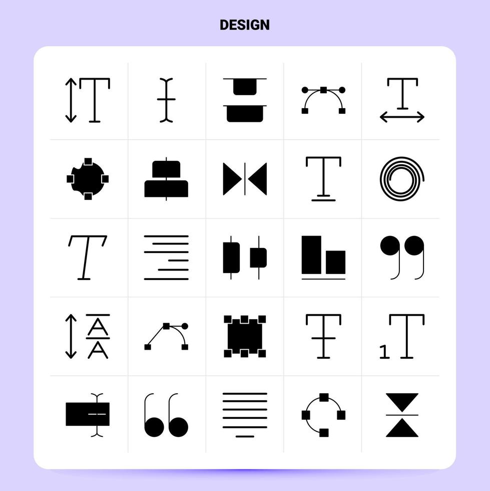 Solid 25 Design Icon set Vector Glyph Style Design Black Icons Set Web and Mobile Business ideas design Vector Illustration