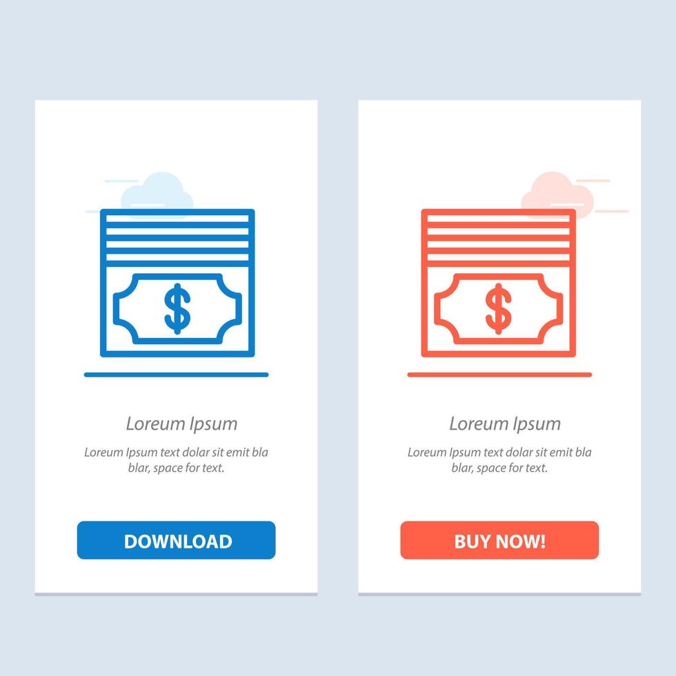 Cash Dollar Money  Blue and Red Download and Buy Now web Widget Card Template vector