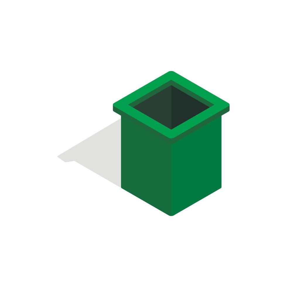 Green trash bin icon, isometric 3d style vector