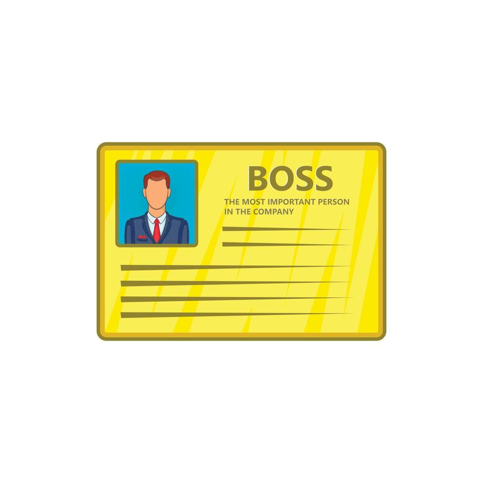 Card of boss icon, cartoon style vector