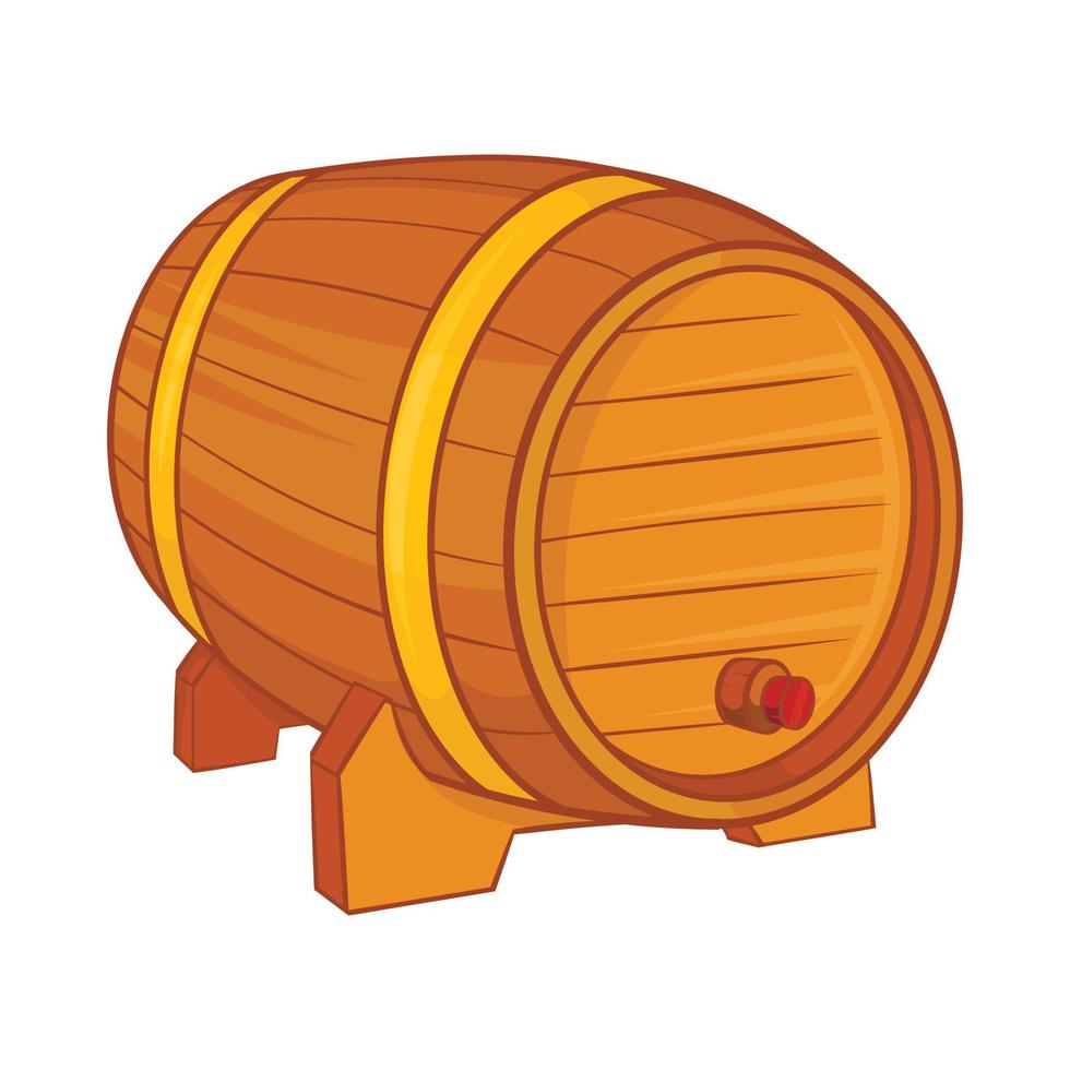 Wooden barrel for beer icon, cartoon style vector