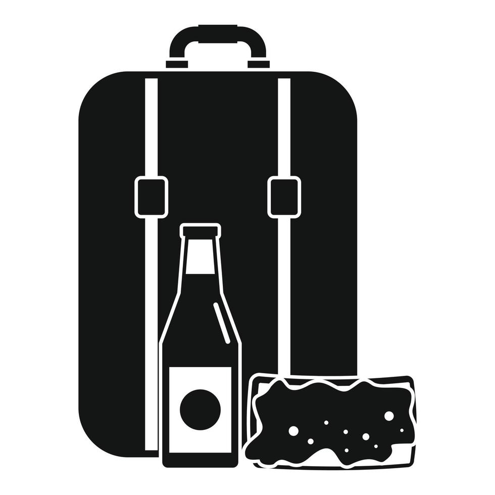 Travel bag lunch icon, simple style vector