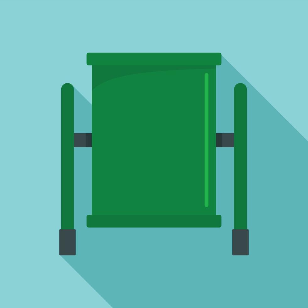 Green trash can icon, flat style vector
