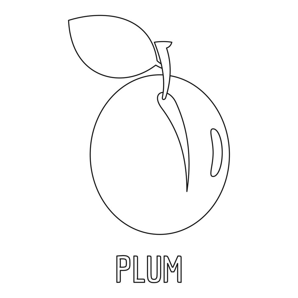 Plum icon, outline style. vector