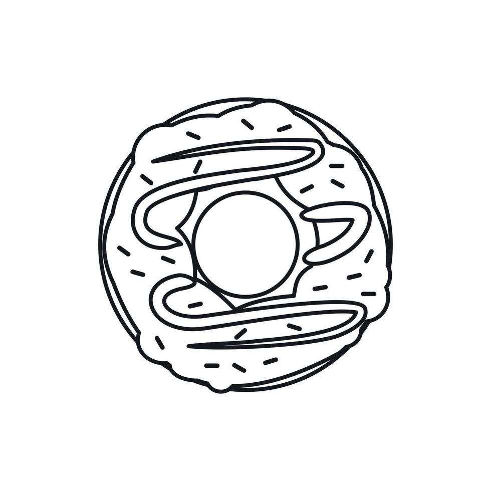 icono de donut de chocolate, estilo de esquema vector