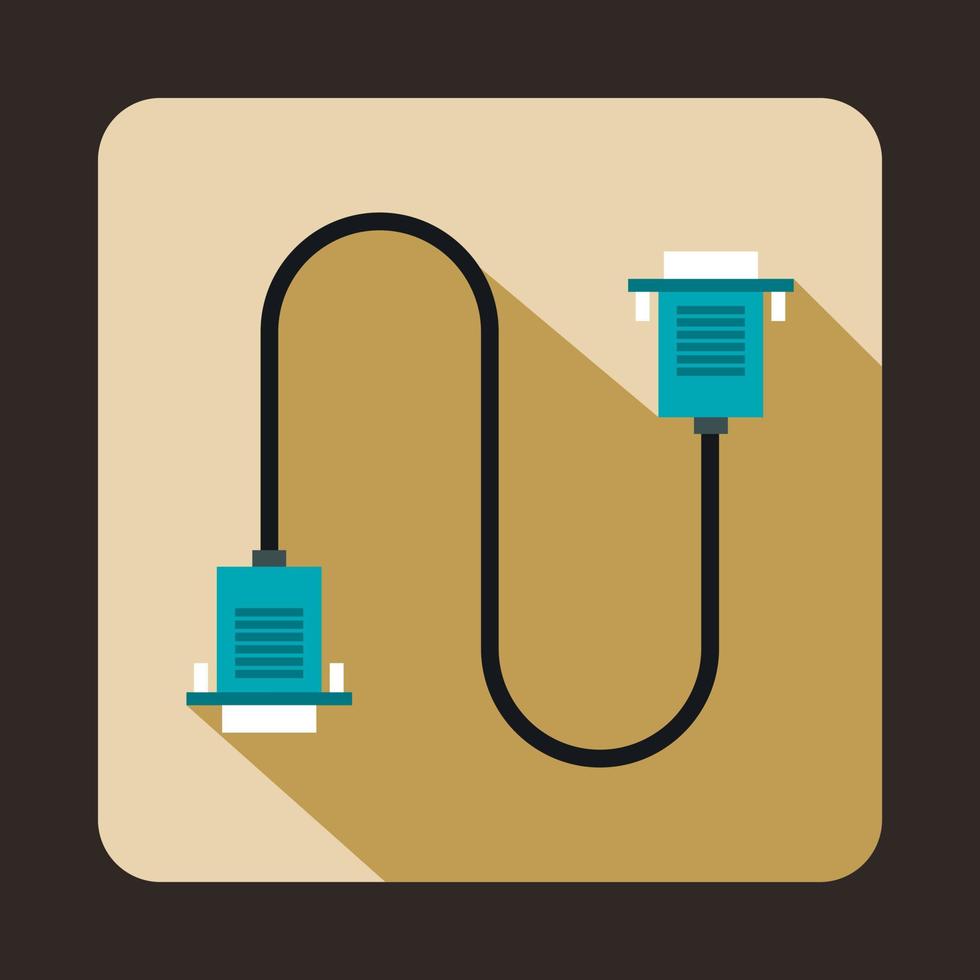 Cable wire computer icon, flat style vector