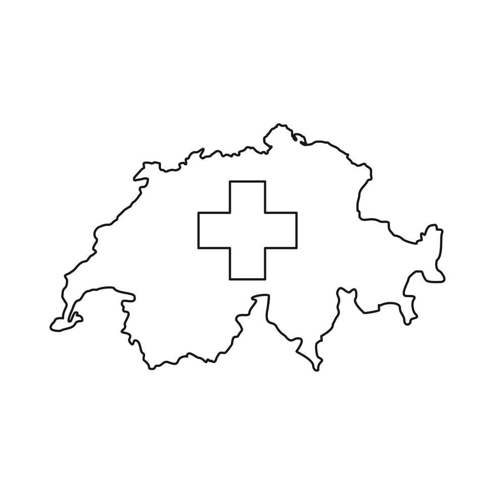 Switzerland map icon, outline style vector