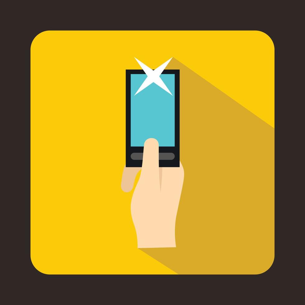 Hand photographs on smartphone icon, flat style vector