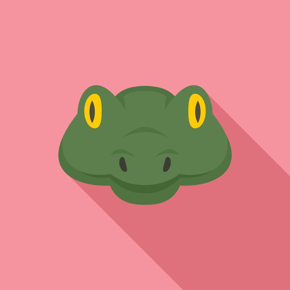 Green head snake icon, flat style vector